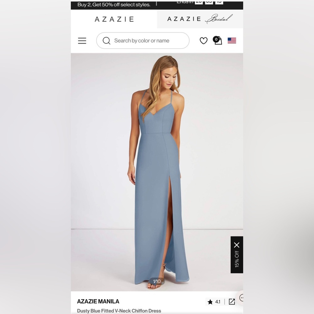Azazie Dusty Blue “Manila” Chiffon Dress